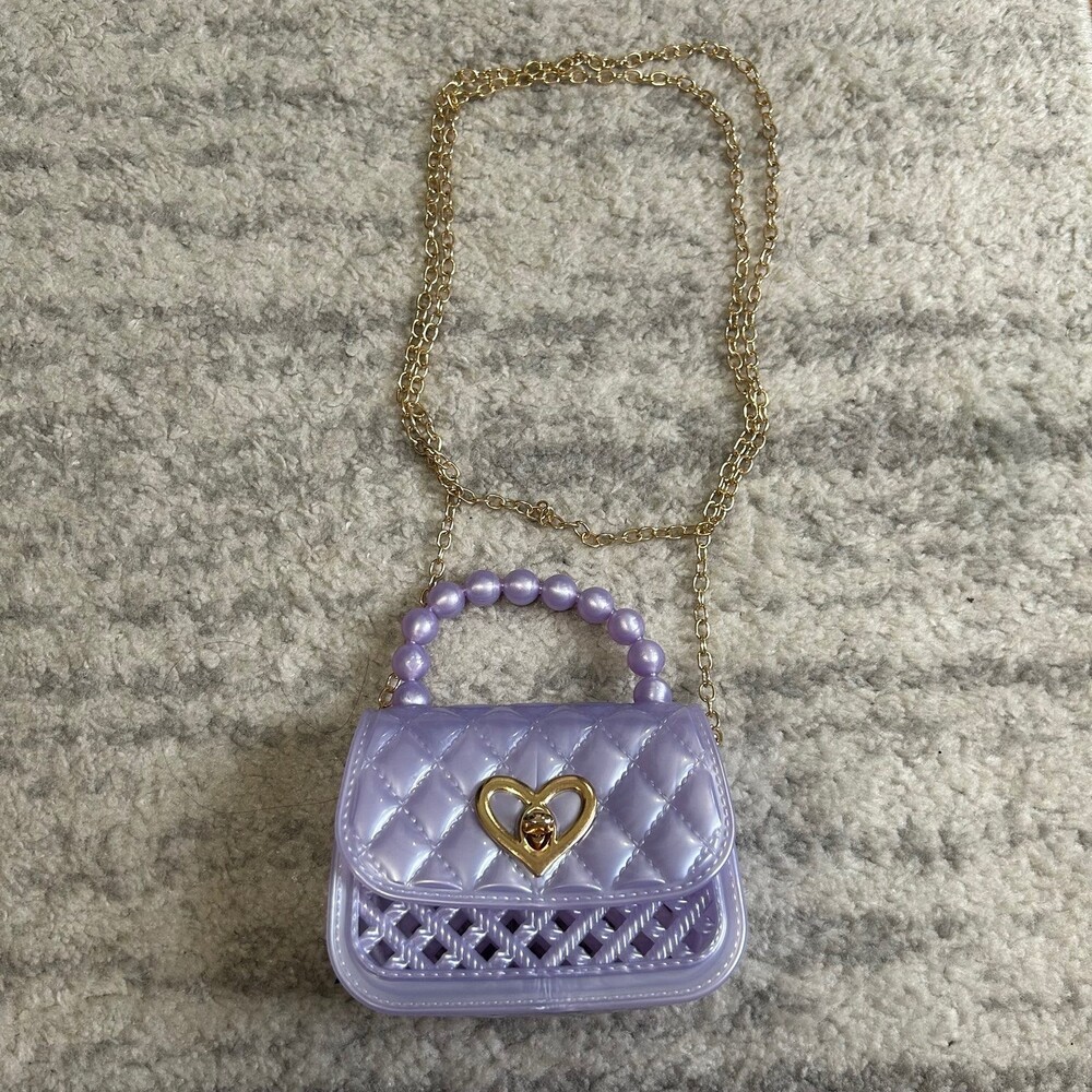 Lavender Purple Micro Purse w Metal Chain Crossbody